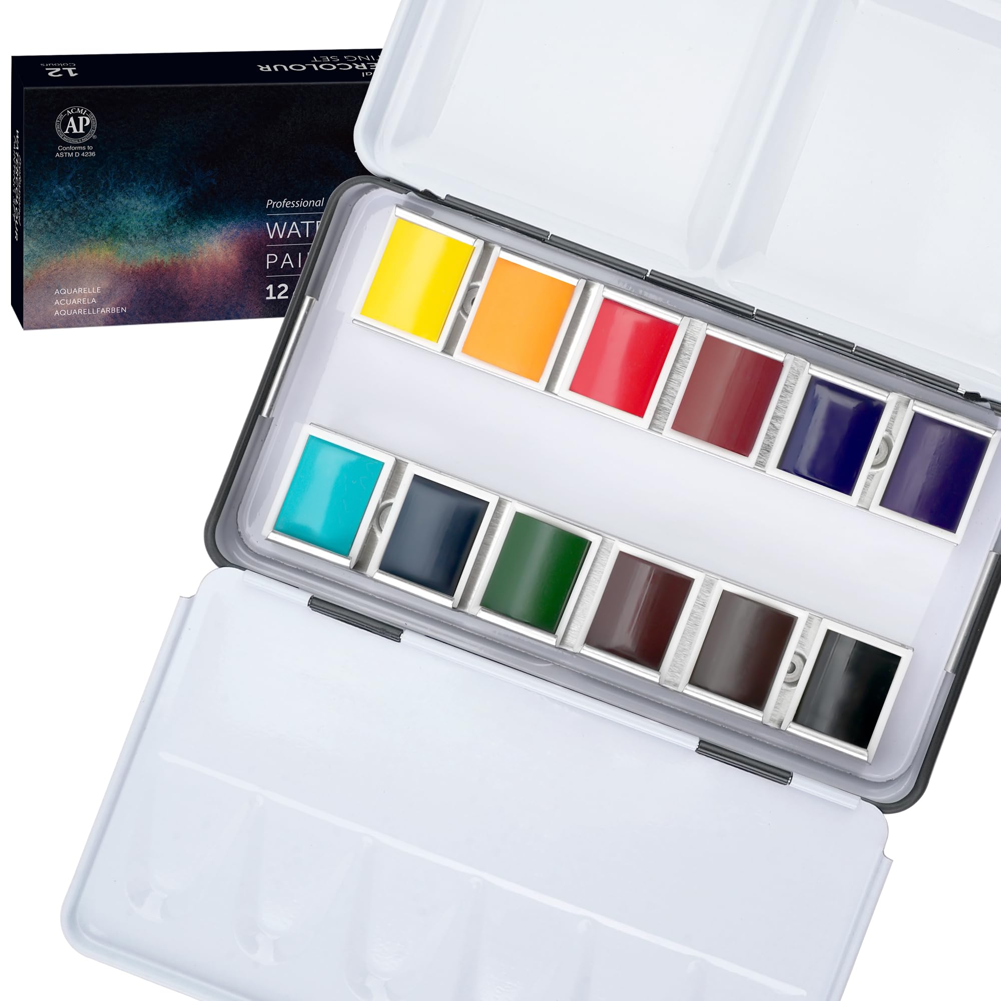 Amazon | PHOENIX プロフェッショナル水彩絵具セット – 12色ハーフパン